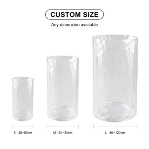Clear PE Plastic Round Bottom Bag Ultra Thin LDPE Cylindrical Tube Bags Custom Size for Aquarium Liquid Packaging