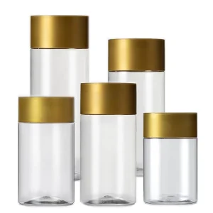 Clear PET Plastic Packing Tube Bottle for Biscuits Cookies Spice Nuts Round Food Jars