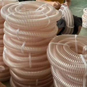 Clear PU Steel Wire Reinforced Flexible Dust Collection Hose Heavy Duty Vacuum Hose for Woodworking Shop Dust Collector Systems
