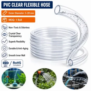 Clear PVC Hose Flexible Water Hose Made From Virgin PVC Material High Transparency for Garden Irrigation Industrial Use