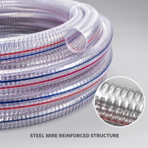 Clear PVC Spiral Steel Wire Reinforced Flexible Hose High Pressure Food Grade Vacuum Suction Pipe