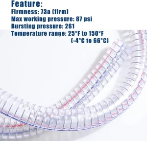 Clear PVC Steel Wire Reinforced Spring Hose Pipe Heat Resistant Flexible PVC Suction Pipe
