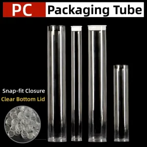 Clear Rectangle Plastic PC Tubes with End Caps Polycarbonate Tube Transparent Packaging Tubes