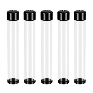 Clear Rigid Plastic Tubing with Caps 8In 20cm L Round Plastic Tubing ID0.91″ Portable Storage Tube Polycarbonate Tube