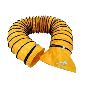 Construction Site Air Exchange Yellow PVC Tarpaulin Flexible Air Duct Expandable Vent Hose for Industrial Ventilator Fan