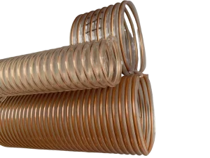 Copper Coated Stainless Steel Wire Spiral Reinforced Polyurethane PU TPU Thickness Wall Inner Flat Vacuum Suction Duct