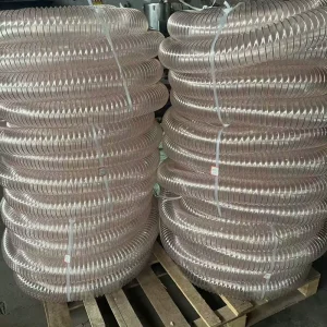 Copper Plated Steel Wire Helix Clear PU Duct Copper Plated Steel Wire Reinforced Air Duct Hose for Wood Routers