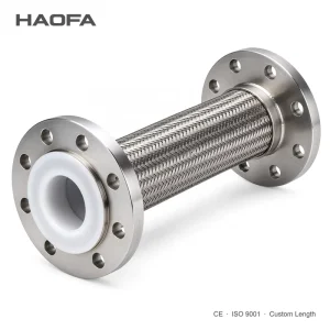 Corrosion Resistant PTFE Lined 304 Stainless Steel Flanged Corrugated Flexible Hose Chemical Acid Steam PN16 Custom Length
