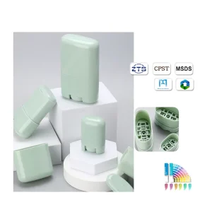 Cosmetic Container Packaging Professional Manufacturing Green Flat Oval Solid Deodorant Tube Empty Sunscreen Stick Custom Logo