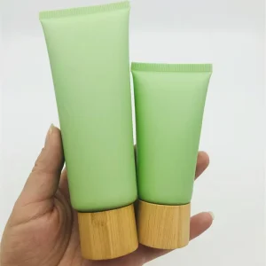 Cosmetic Packaging 50g 60g 80g 100g 120g 150g White Plastic Tube Face Wash Hand BB Cream Plastic Tubes with Bamboo Lid
