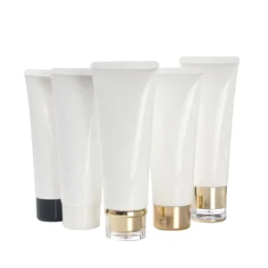 Cosmetic Packaging Empty Cream Lotion Face Cleanser Lotion Hose 100g Plastic Soft Tube White Squeeze Tube with Screw Cap