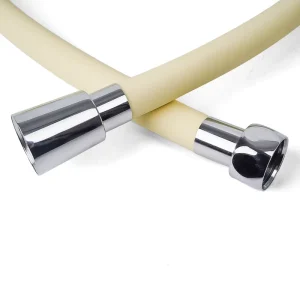 Cream Yellow Silicone Shower Hose with Kink Resistant Structure and Soft Touch Surface for Home and Hotel Bathroom Use