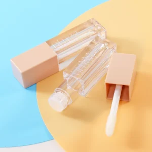 Crystal Clear Plastic Lip Gloss Tube Empty Container with White Flocked Applicator Wand Food Grade Refillable Lip Oil