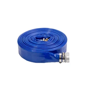 Custom 2″ Inch 50FT High Pressure PVC Irrigation 1.7MM Thickness Lay Flat Hose with Aluminum Coupling Connector Blue Anti UV