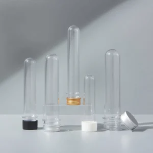 Custom 30ml 45ml 50ml 60ml Empty PET Test Tube Bottles Colorful PET Plastic Test Tube with Screw Cap