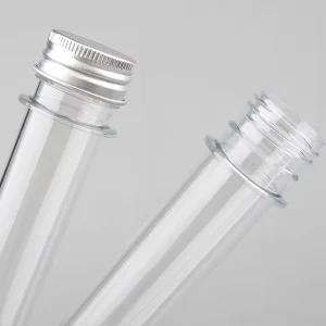 Custom 40ml Clear PET Plastic Packaging Test Tube Bottle With Screw Caps