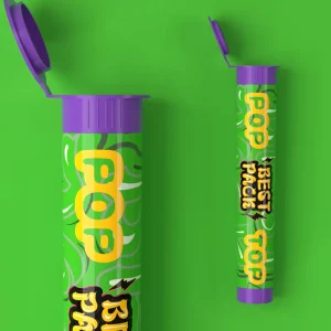 Custom Child Proof Pop Top Plastic Squeeze Tube with Safety Cap Portable Storage Container for Herb Pills