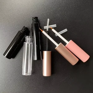 Custom Empty Pink PET Plastic Mascara Tube 5ml Liquid Container with Cap Brush Eyelash Brush Bottle Screen Printing