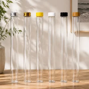 Custom High-Transparency Test Tube-Style Narrow-Mouth Plastic Storage Jars for Office Desk Dried Flower Art Decorations