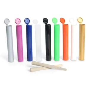 Custom Label Printing Color Plastic Pop Top Tube Packaging Plastic Pre Test Tube 116mm Plastic Cigar Roll Tube Packaging