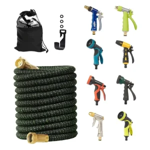 Custom Leakproof Retractable Garden Hose 10 Spray Patterns UV Resistant Latex Core Burst Proof Expandable For Outdoor Gardening