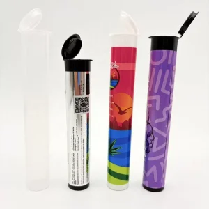 Custom Logo 90mm 109mm 116mm Black Child Proof Plastic Tube King Size Pre Packaging Roll Tube