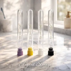 Custom Logo PS Plastic Test Tubes with Wooden Cork for Premium Tea Vanilla and Herb Packaging