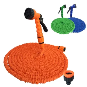 Custom Orange Durable Premium Expandable Flexible Magic Water Garden Hose with Multifunction Garden Water Gun Set