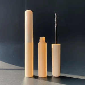 Custom PET Plastic Mascara Cosmetic Container with Cap Brush Beige Color 5ML 10ML Capacity Screen Printed for False Eyelashes