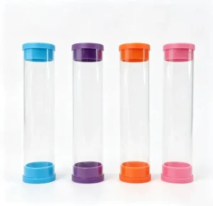 Custom PVC PC Plastic Tube with Silicone Lid and PP Lid for Pre Packaging Dry Flower