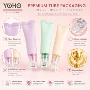 Custom Plastic Squeeze Cosmetic Tubes for Lip Gloss with Silicone Applicator