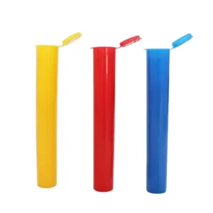 Custom UV Printed Logo Child Resistant 116mm pop Top Tube Container Transparent Colored Plastic Roll Tubes for Tobacco Flower
