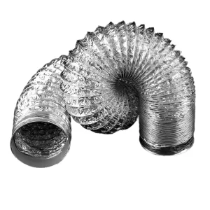 Customized 180mm Retractable Flexible Exhaust Duct Hose Silvery White Aluminum Foil