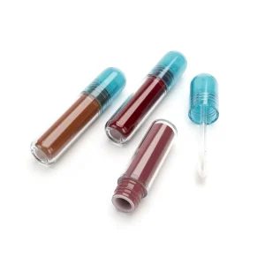 Cylindrical Lip Gloss Tube Transparent Body Colored Inner Bottle Cosmetic Packaging Rounded Rectangle Shape Screw