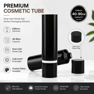 D35mm Cosmetic Plastic Squeeze Tube with Double Color Screw Cap for Hand Cream Face Wash Packaging 30ml 100ml Eco-friendly