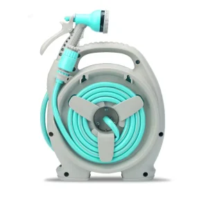 DD4463 Portable Hose Reel for Watering Car Washing Pet Retractable Garden Hose Reel With 6 Patterns Spray Nozzle