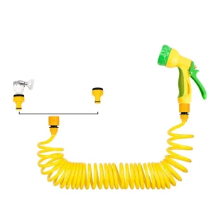 DD4467 8 Function Retractable Spring Tube Car Washing Garden Hose High Pressure Spray Nozzle Telescopic Watering Sprinkler Hose