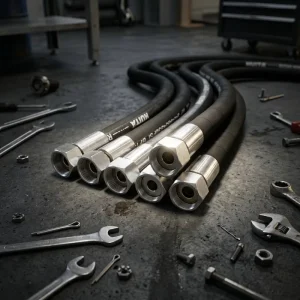 DIN EN 853 2SN Hydraulic Hose 3 4 Inch Stainless Steel Hex Fitting Double Steel Wire Braid Flexible Rubber High Pressure Line