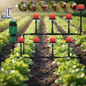 DIY 10m 8-Hole Drip Irrigation Kit Adjustable Yard Automatic Watering Drip Irrigation Accessory Kit Sprinkler Irrigation Tool
