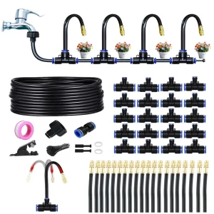 DIY 8mm 33/49/66/82/98ft Misting Cooling System Kit Adjustable Spray Nozzles Outdoor Patio Greenhouse Irrigation System