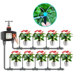 DIY Automatic Outdoor Garden Drip Irrigation System Kit 12mm & 6mm Plastic Drip Tubing with Adjustable Nozzle