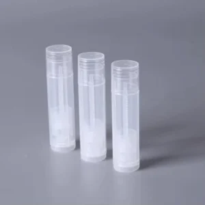 DIY Lip Glaze Tube Transparent Round Lipstick Tube 5g Capacity Made of PP Material with Silk Screen Printing Gold Stamp