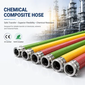DN100-DN250 Lightweight Chemical Composite Hose 316 Stainless Steel Inner Outer Wires Solvent Delivery Antistatic Composite Hose