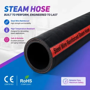 DN32 DN38 DN51 Steel Wire Reinforced Steam Hose EPDM Industrial High Temperature Resistant Rubber Hose