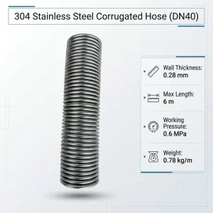 DN40 304 Stainless Steel Corrugated Flexible Metal Hose with Multiple Connectors High Pressure Steam Water Gas Pipe