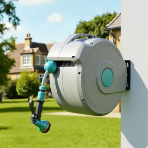 DW 10S 20S 30S 1/2” Manual Retractable Wall Mountable Garden Hose Reel with Quick Connector 20M and Nozzle