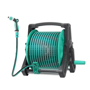 Different Length Customization 1/2″ 10m 20m 30m 40m 50m Durable Plastic Garden Hose Reel with Wall Mount Cart Spray Gun and Hose