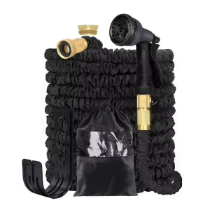 Direct Manufacturer Black Durable Latex Hose Pipe 3 Times Magic Expandable Water Garden Hose With 8 Function Water Spray Gun
