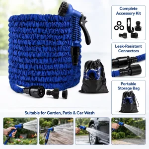 Direct Supplier’s Low Priced Expandable Garden Watering Hose Rubber with Brass or ABS Quick Connector for Outdoor Use