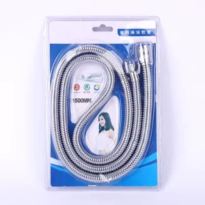 Double Buckle 1.5m Stainless Steel Shower Pipe Plumbing Hose Basin Water Inlet with Corrugated Inner Tube Bathroom Shower Hose
